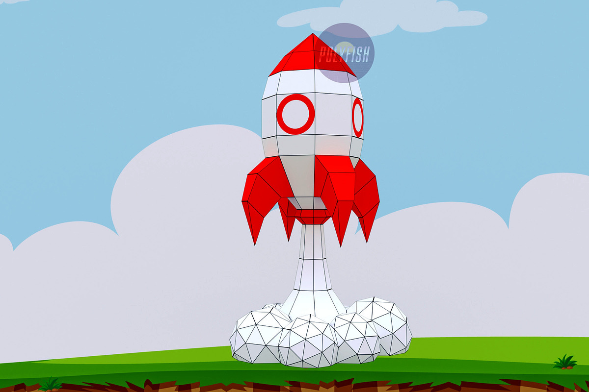 DIY Rocket 3D model template, a Graphic by PolyFish (Photo 3 of 4)