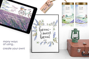 Lavender WATERCOLOR Clipart Set