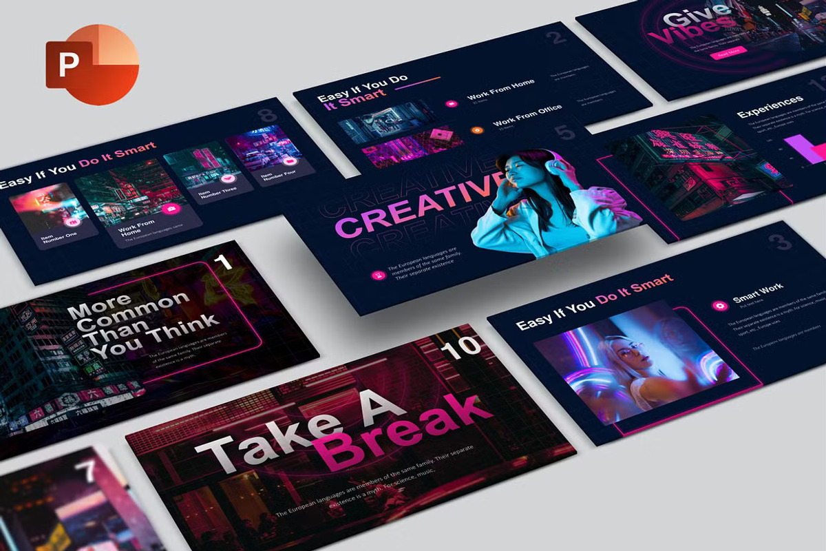 Neon Night Powerpoint Template, a Presentation Template by GearShift (Photo 1 of 8)