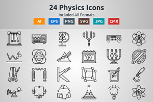 Vector Outline Icons Of Physic