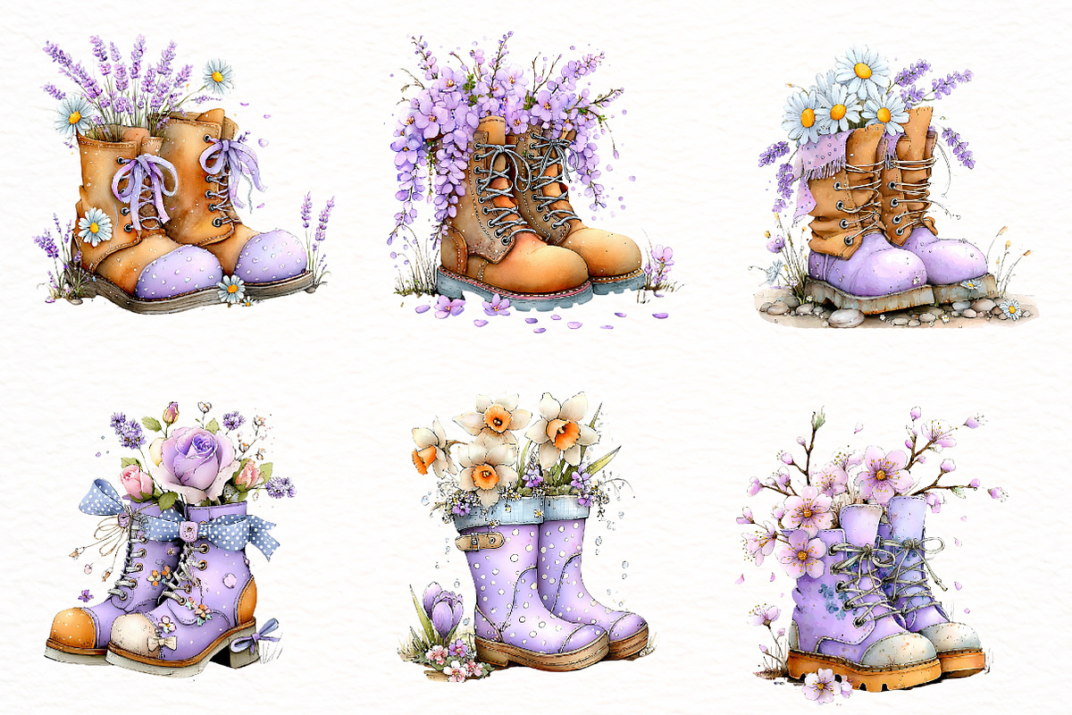 Whimsical Spring boots Clipart, an Illustration by Designworld (Photo 2 of 8)