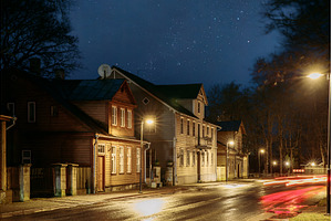 Night view of traditional wooden, an Architecture Photo by Our Amazing World