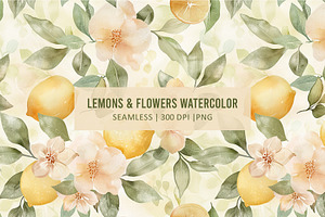 LEMONS & FLOWERS Seamless Pattern