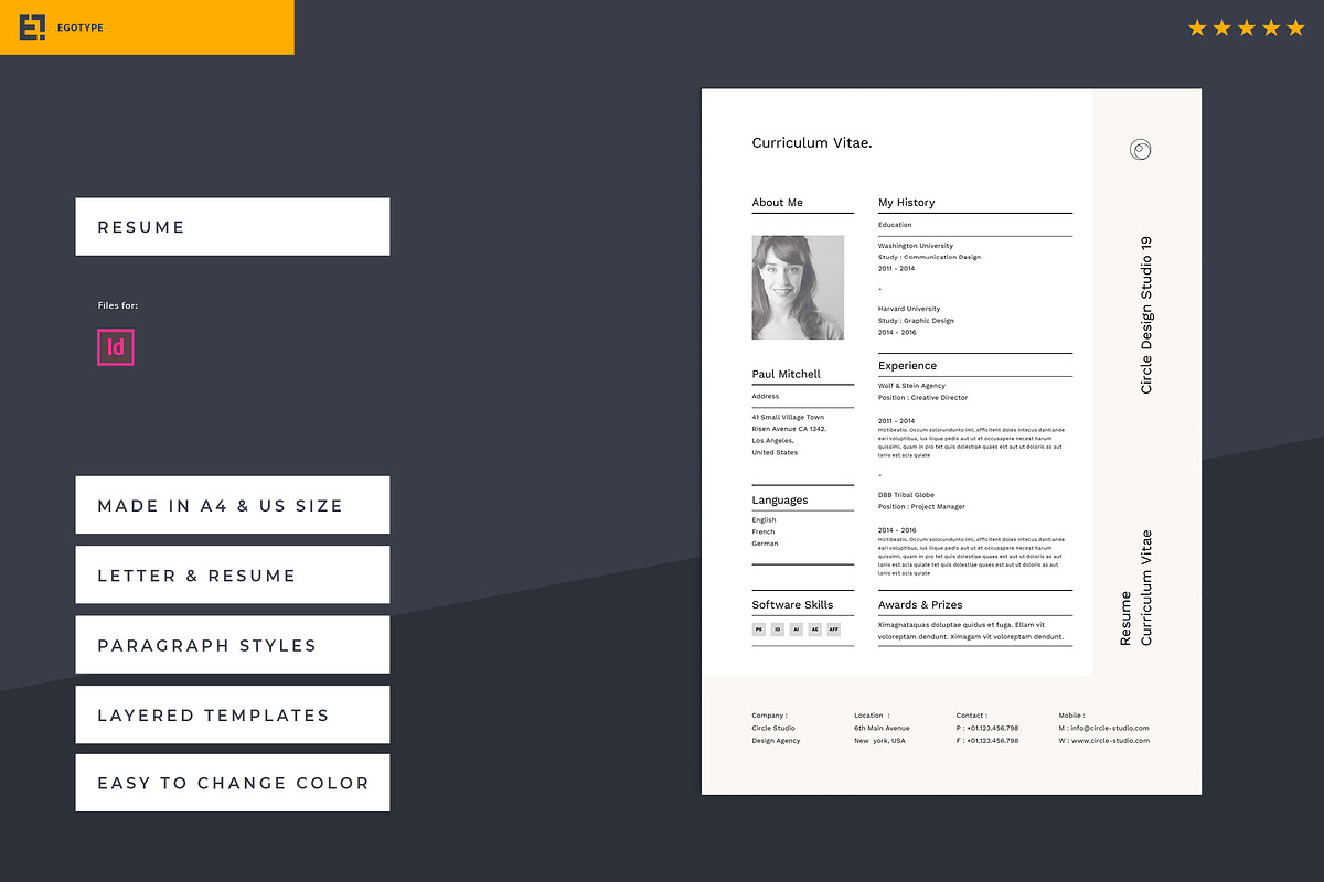 Circle Resume and Letter, a Resume Template by Egotype (Photo 4 of 9)
