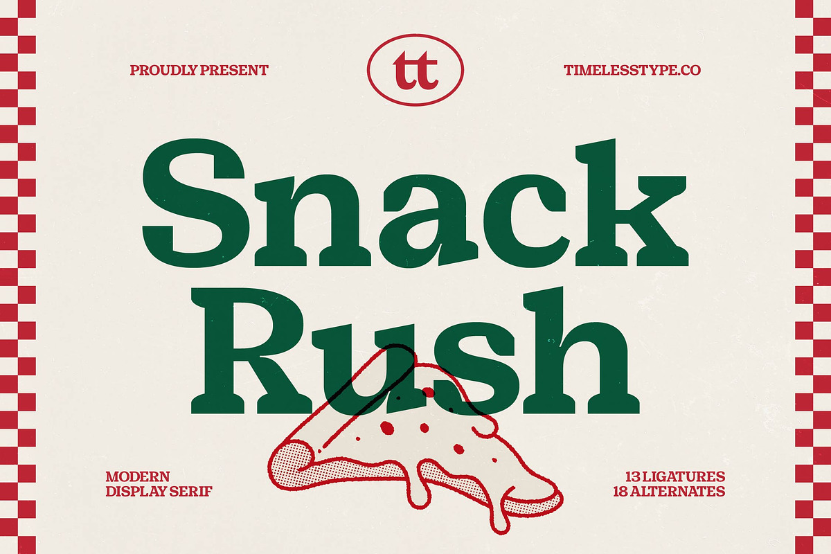 Snack Rush Modern Retro Serif, a Serif Font by timelesstype.co (Photo 1 of 20)