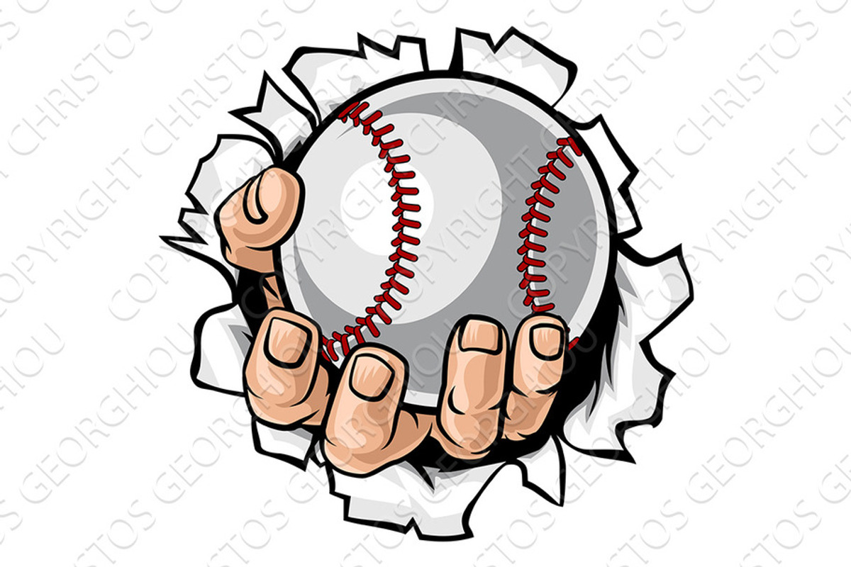 Baseball Ball Hand Tearing, a Sport Illustration by Christos Georghiou
