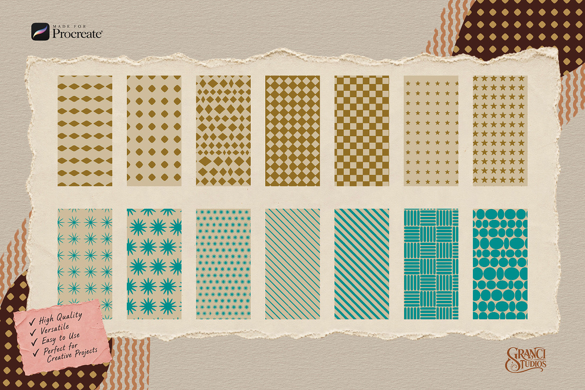 Pattern Impression Procreate Brushes, a Brush Add-On by GRANCI STUDIOS (Photo 3 of 10)