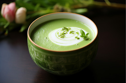 Creamy Matcha latte. Generate Ai, a Food & Drink Photo by Ylivdesign