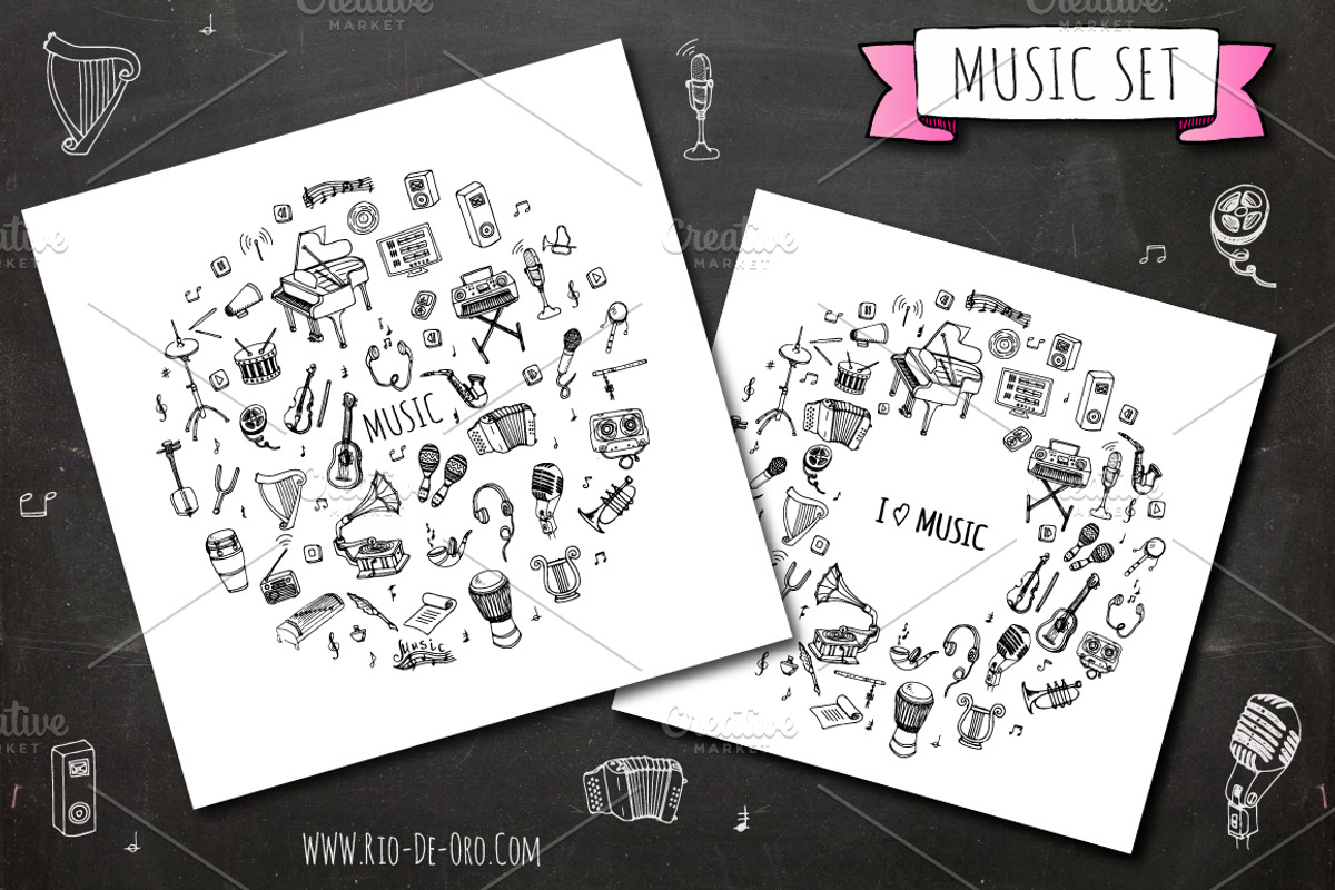 65 Music hand drawn elements set!, an Object Illustration by Natasha-Pankina.com (Photo 2 of 5)