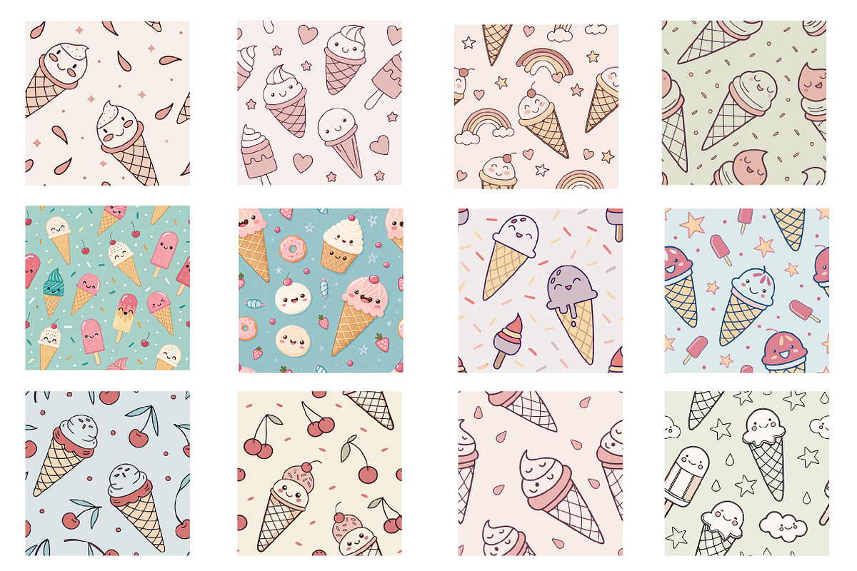 Kawaii Ice-Cream Digital Papers, an Arts & Entertainment Photo by Wow Magic (Photo 2 of 2)