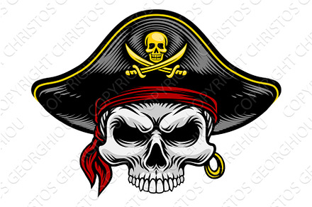Pirate Skull Captain Hat Skeleton