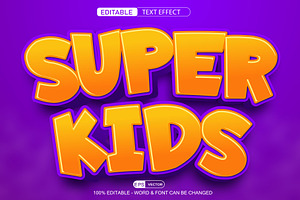 Super Kids Vector 3d Editable Text