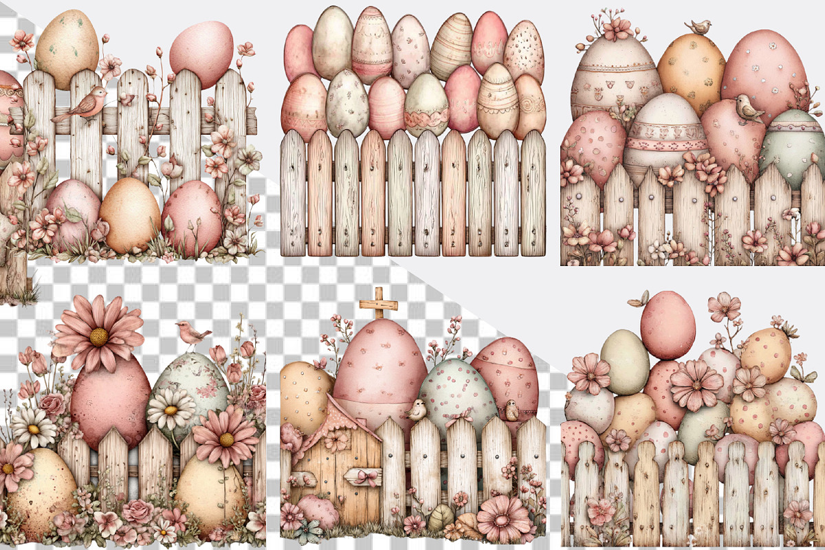 Whimsical Easter Eggs Fence Clipart, an Illustration by SVGArt (Photo 2 of 7)
