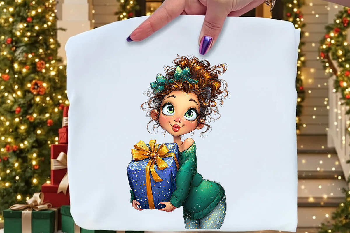 Quirky Christmas Girl Clipart Bundle, an Illustration by Craft Nest (Photo 5 of 8)