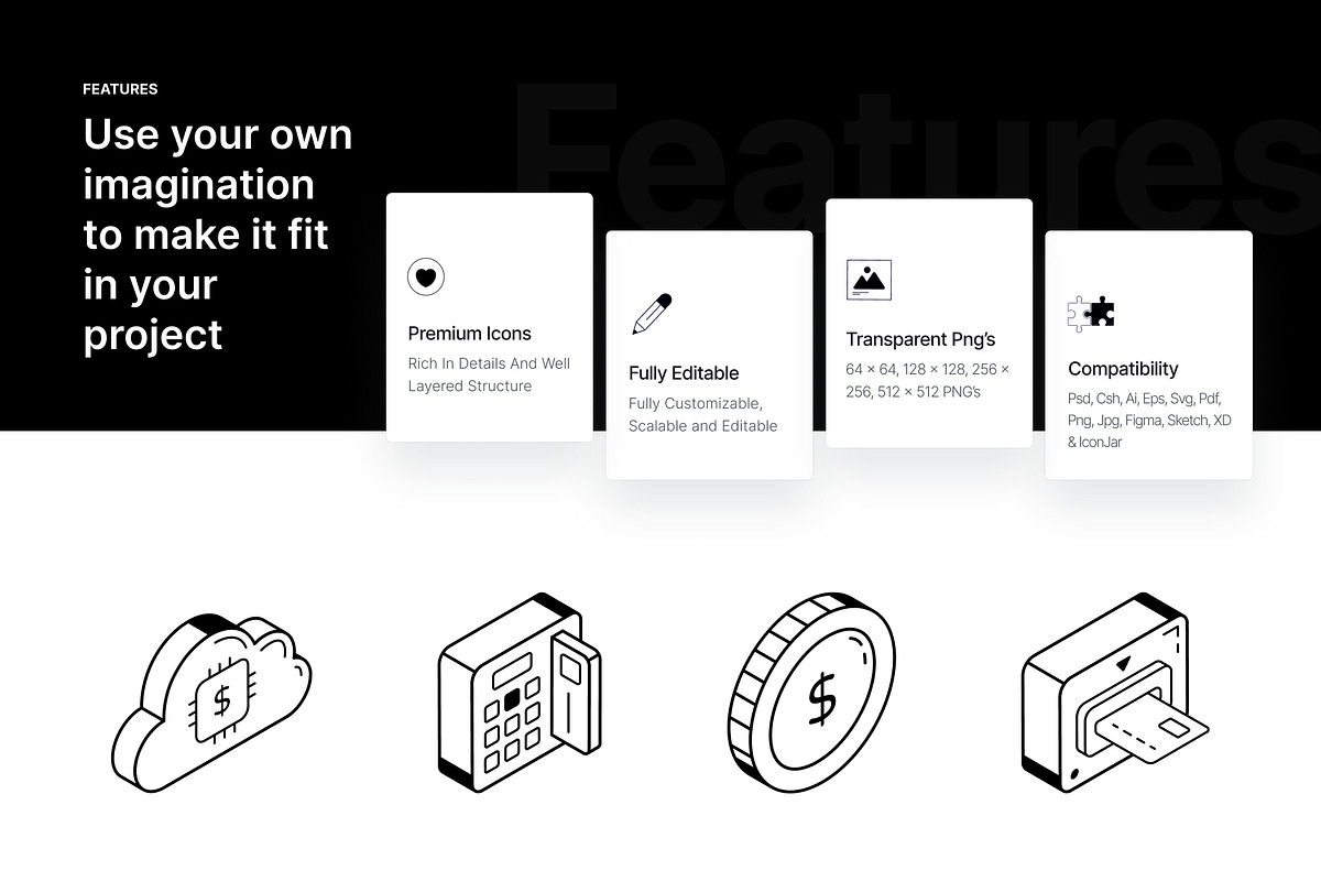 Isometric Fintech and Trade Icons, an Outline Icon by Vectors Market (Photo 2 of 5)