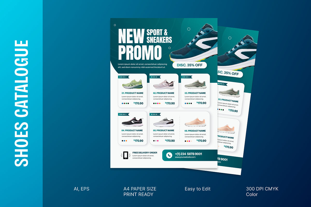 Shoes Catalogue Product Promo Flyer, a Flyer Template by MMPixelCraft (Photo 1 of 6)