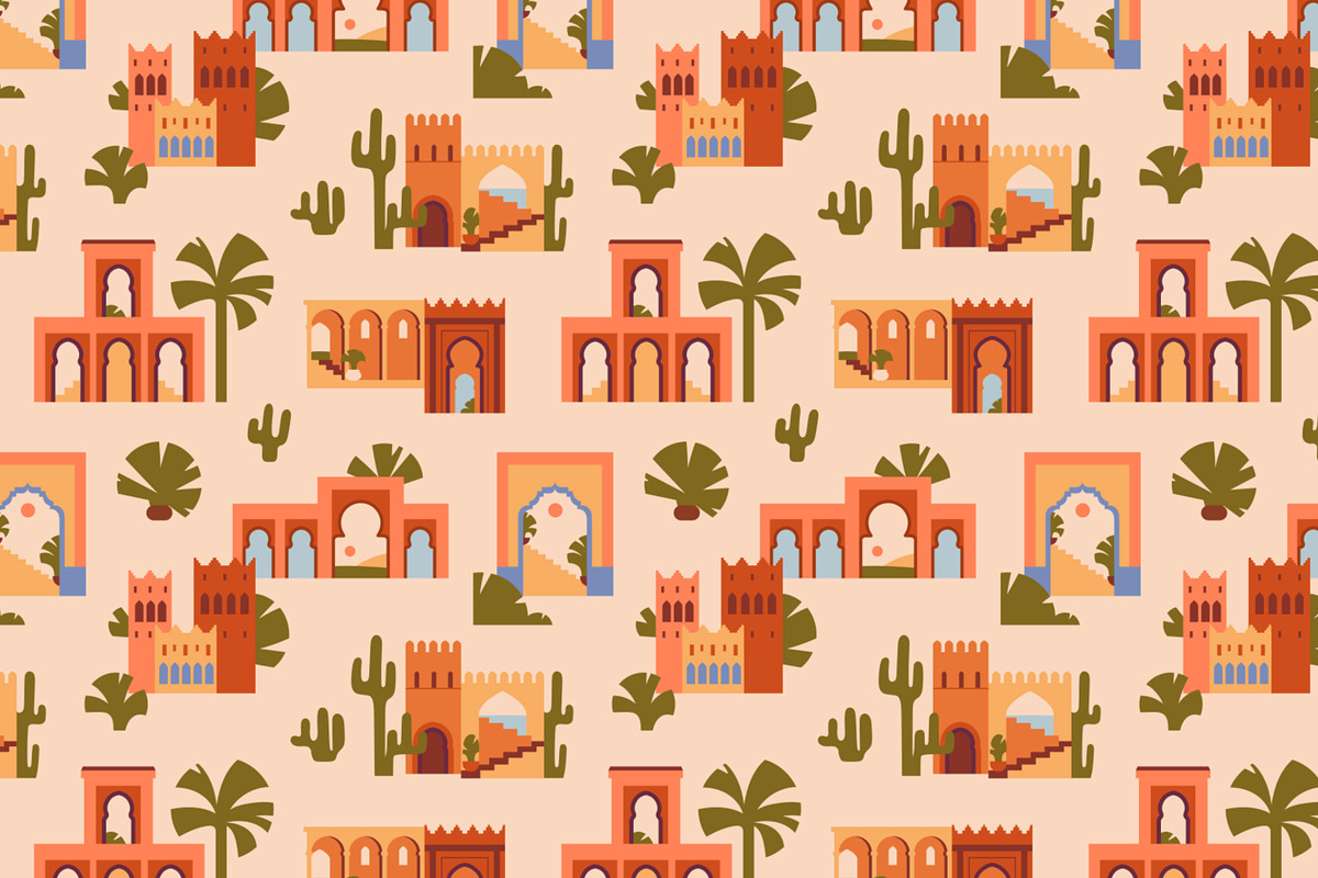 Morocco architecture set, background, a Decorative Illustration by Good Studio (Photo 9 of 19)