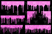 Hot Pink Glitter Drips Overlays, an Illustration by Digital Curio (Thumbnail 2 of 3)