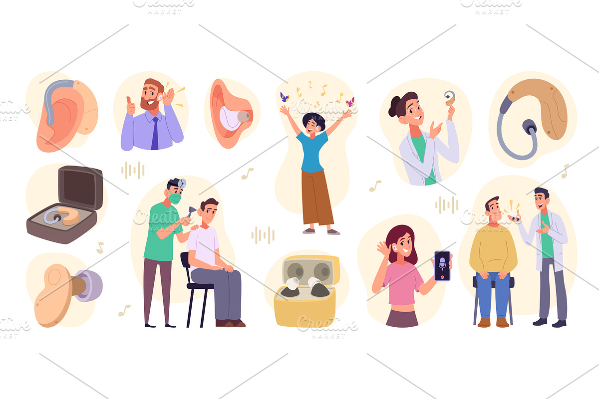 Hearing aid. Medical problems with, a Healthcare Illustration by Onyx
