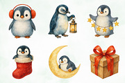 Watercolor Cute Christmas Penguins, an Illustration by Creative Art (Thumbnail 3 of 10)