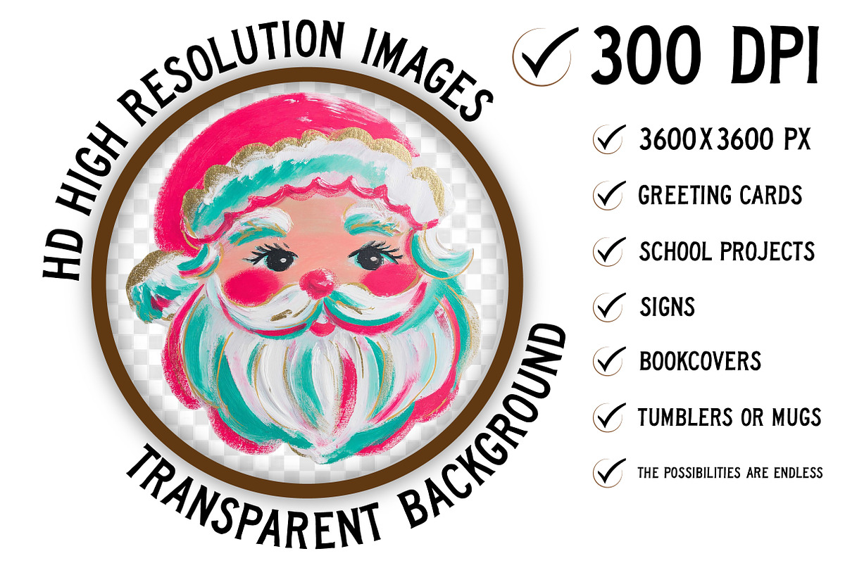 Brushstroke Santa Sublimation Bundle, an Illustration by Craft Nest (Photo 2 of 6)