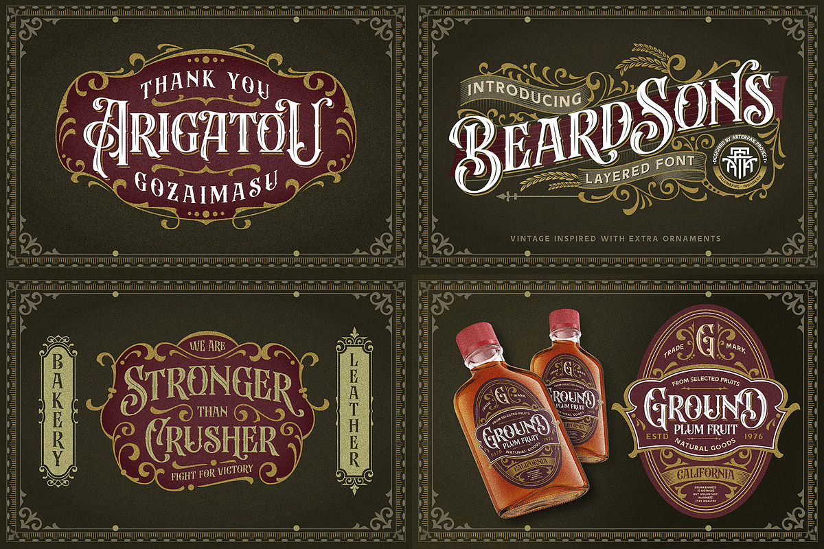 Vintage Font Bundle & Ornaments, a Font by Arterfak Project (Photo 2 of 13)