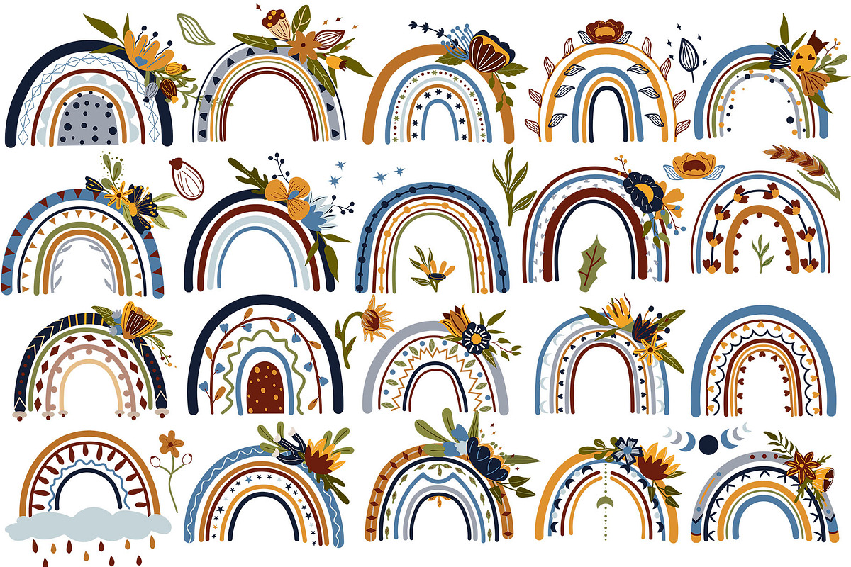 Boho Rainbows, Floral Rainbows, a Decorative Illustration by Usis (Photo 3 of 10)