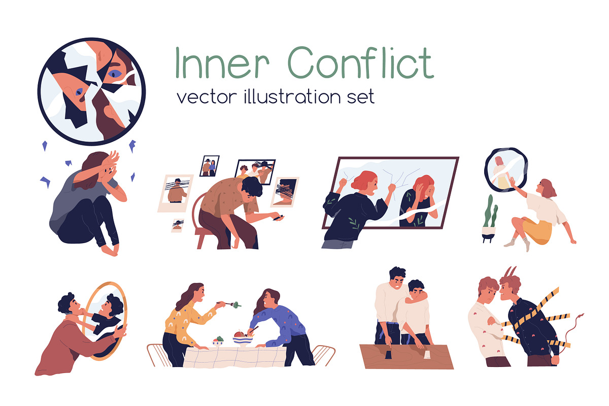 People with inner conflict concept, a Person Illustration by Good Studio (Photo 1 of 7)