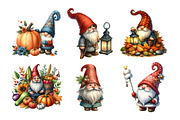 Watercolor Autumn Gnomes Clipart, an Illustration by Daily.Designs (Thumbnail 4 of 5)