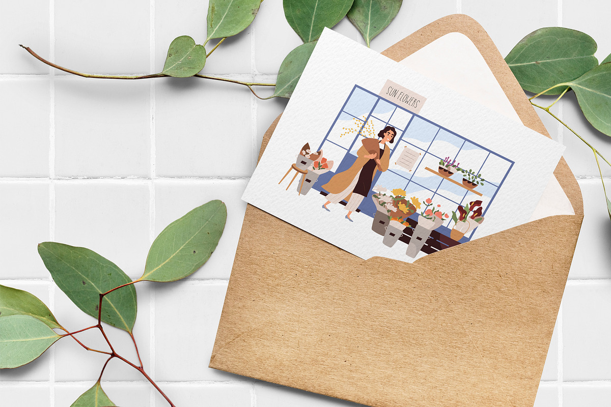 Florists working at flower shop set, a Person Illustration by Good Studio (Photo 9 of 9)