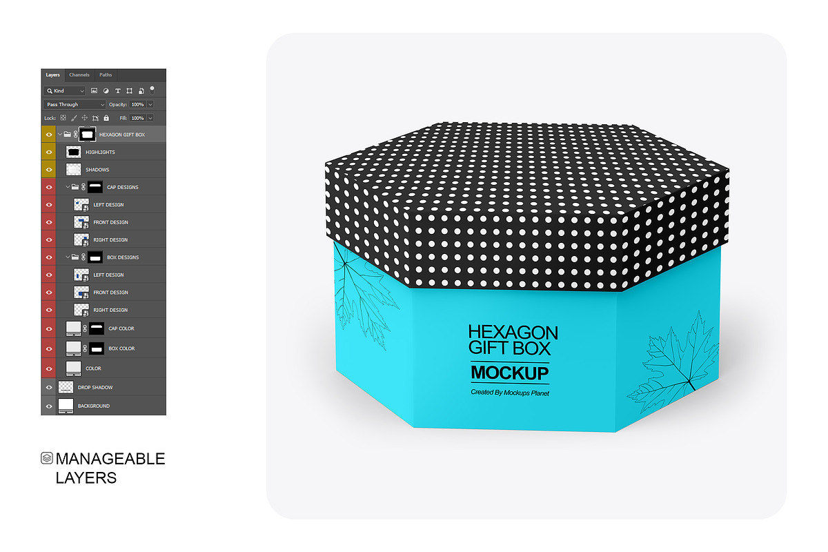 Glossy Hexagon Gift Box Mockup, a Packaging Mockup by Mockups Planet (Photo 6 of 6)