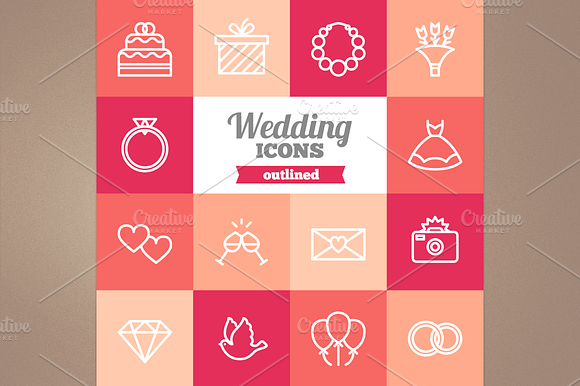 Outlined Wedding Icons