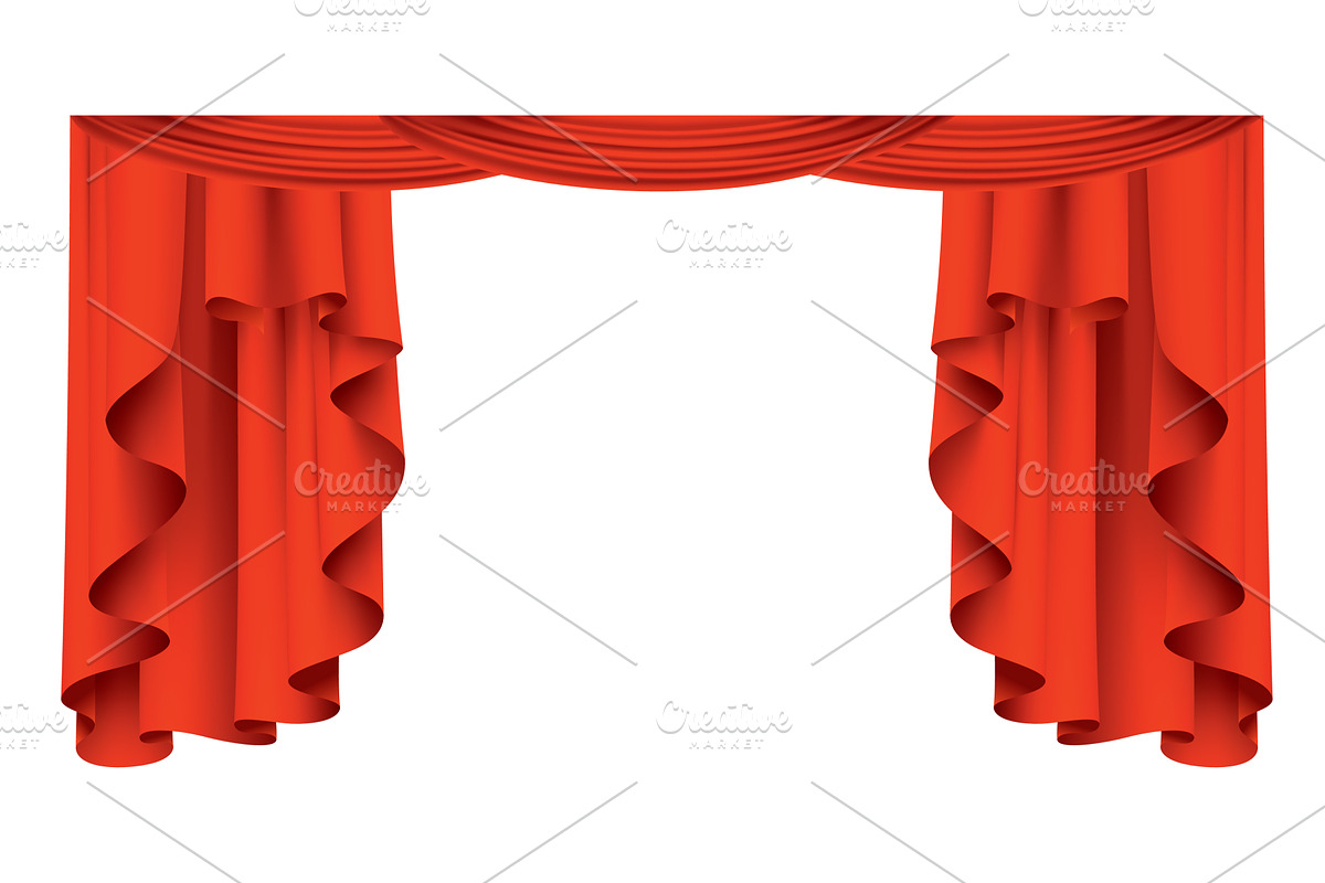 Red curtains realistic, an Object Illustration by Things for designers