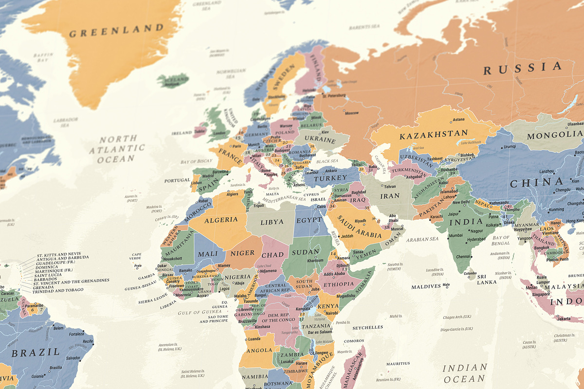 World Map Poster Bundle with Flags, an Education Illustration by AdrianDragne (Photo 7 of 11)