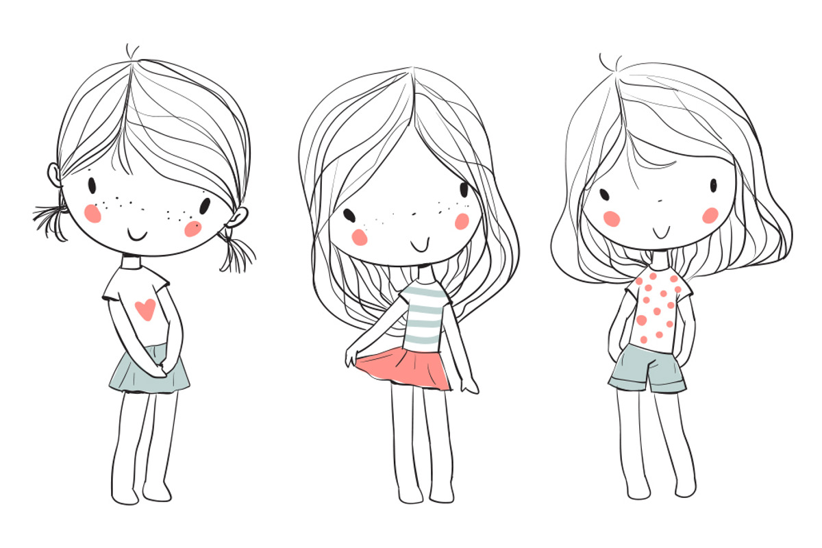 Cute girls., an Illustration by Natalia Skripko
