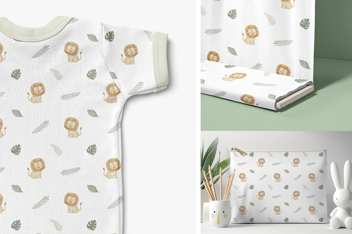 Jungle Safari Animals Watercolor Set, a Pattern Graphic by tetiartline (Photo 3 of 10)
