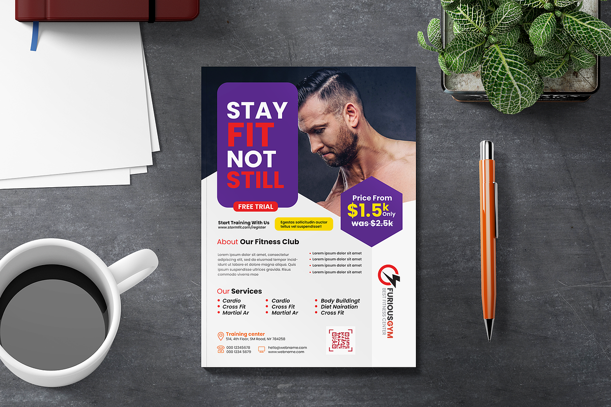 Fitness Trainer Flyer, a Flyer Template by Creativpixl (Photo 4 of 8)
