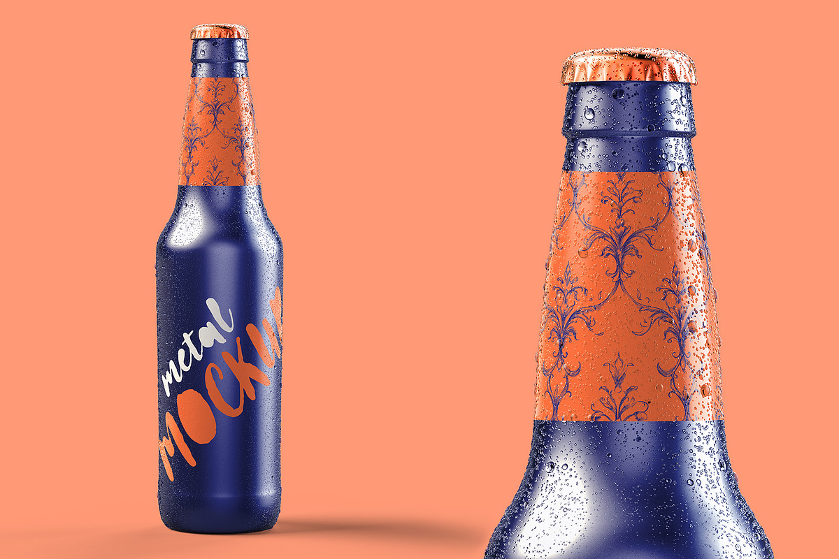 Metallic Bottle Mockup Silver & Gold, a Packaging Mockup by LESZ Design (Photo 4 of 4)