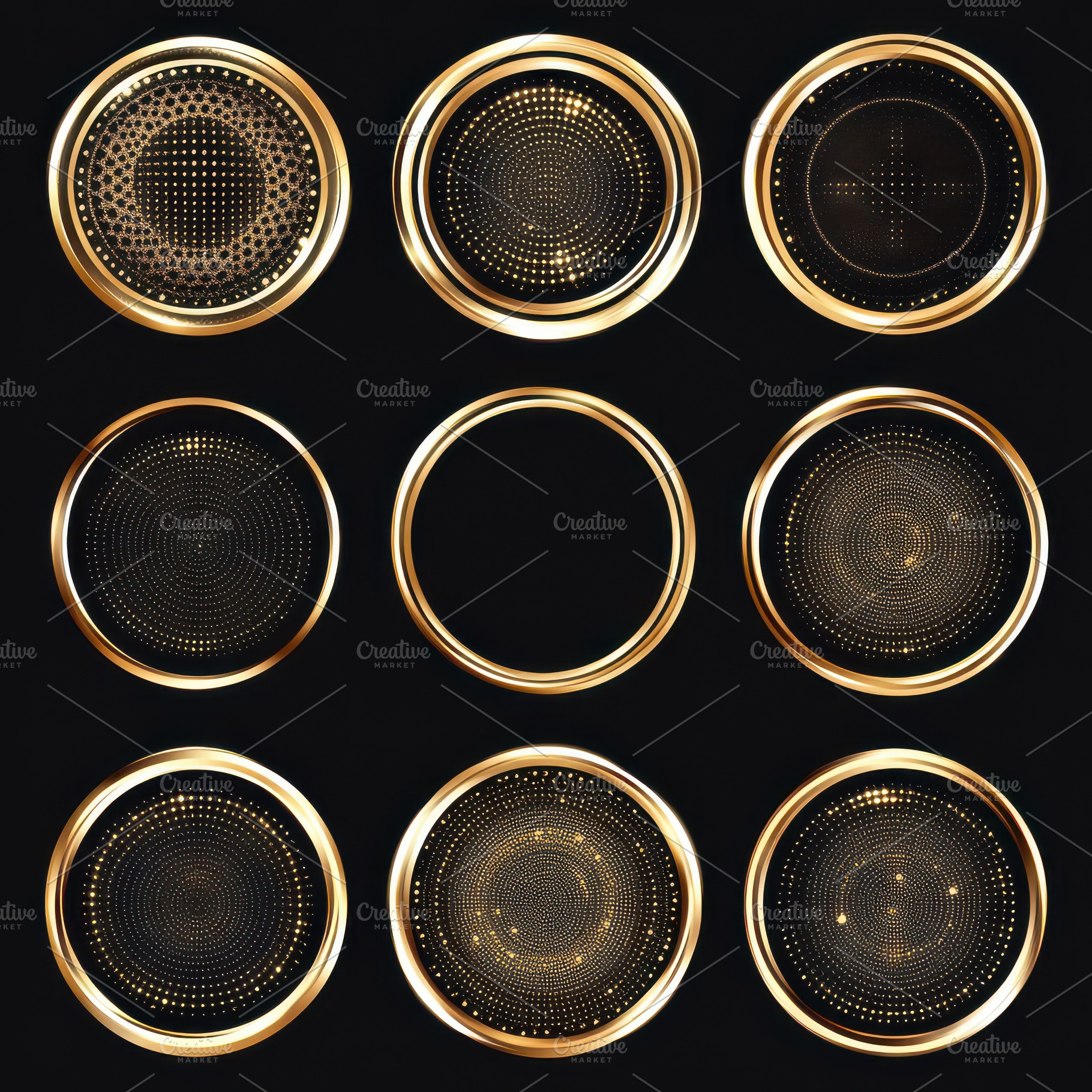Gold Circular Designs Elegant Black, an Abstract Photo by Pixeness Studio