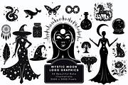 Mystic Moon Simple Logo Graphics, an Illustration by NadiaTheronArt (Thumbnail 1 of 4)