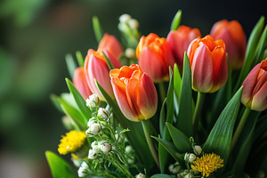 Freshly cut bouquet of orange tulips, a Nature Photo by MistyDay