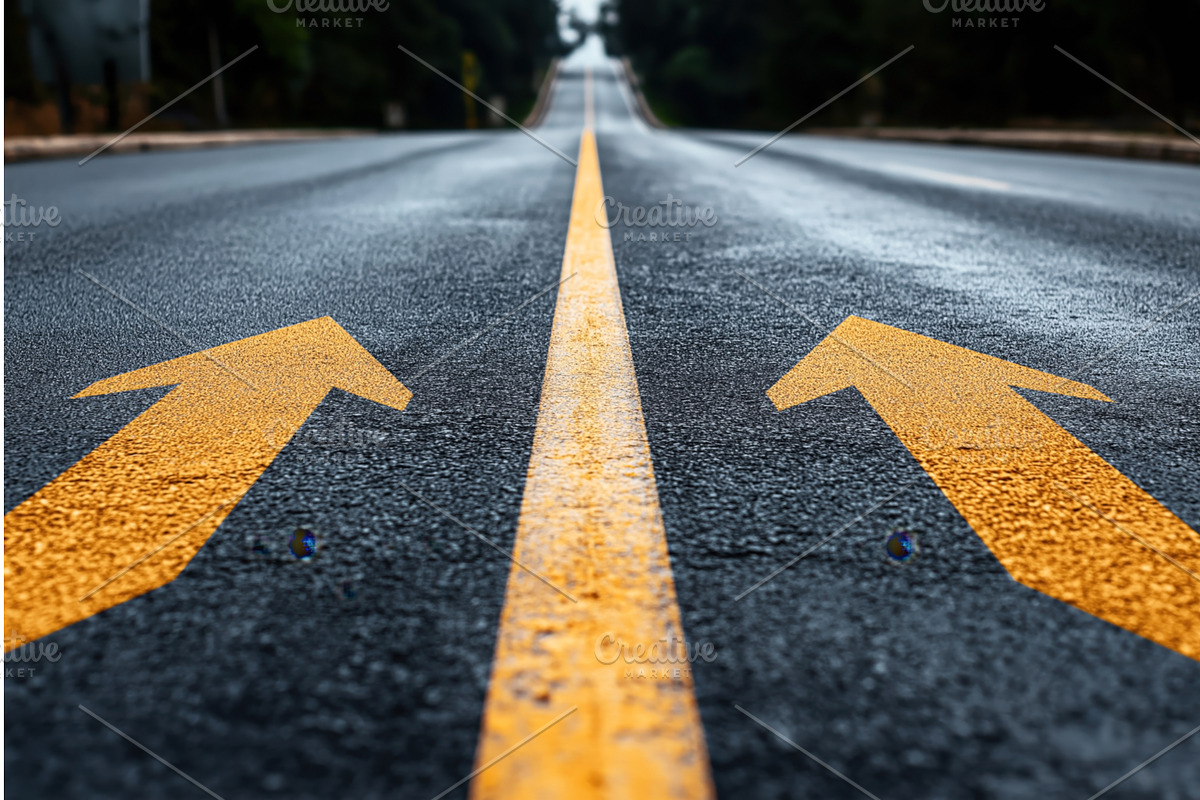 Close-up of a paved road featuring, a Transportation Illustration by Sergey Kotenev