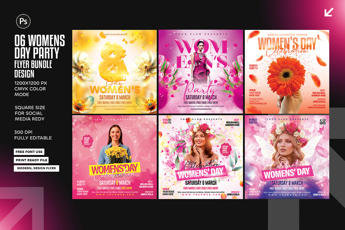 6 Women's party Flyer Design Bundle, a Flyer Template by Shajib Shikder (Photo 1 of 7)