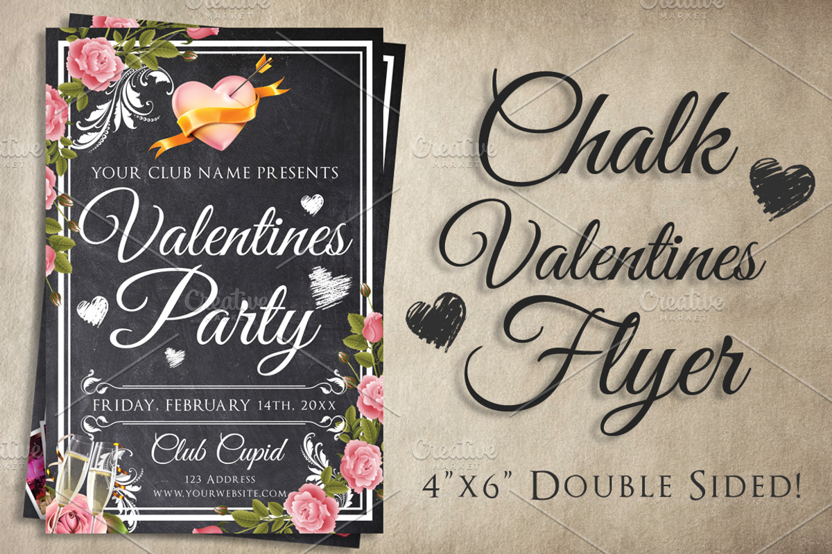 Chalk Valentines Flyer, a Flyer Template by SkyvaraSupply (Photo 2 of 4)