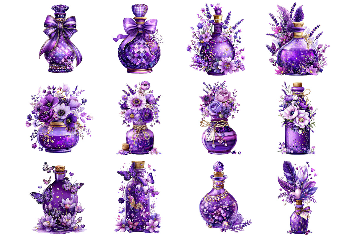 Purple Romantic Gift Bottles Clipart, an Illustration by DreamArtGraphic (Photo 5 of 5)