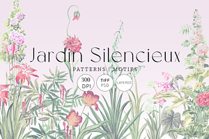 Jardin Silencieux, Watercolor Fleurs, a Pattern Graphic by TSTUDIO