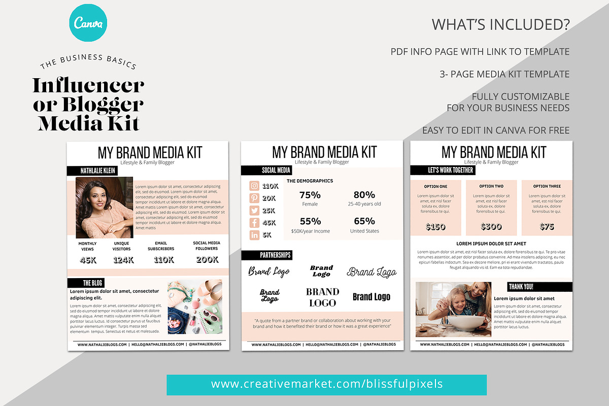 Media Kit Template for Canva, a Marketing Template by Blissful Pixels (Photo 2 of 2)