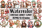 Christmas Monkey Clipart, an Illustration by Design Market (Thumbnail 1 of 4)