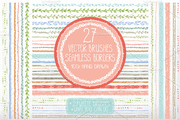 Hand drawn seamless border, brushes preview 6