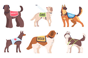 Service dogs. Dogs assistants guide, an Animal Illustration by Stock-Smart-Start
